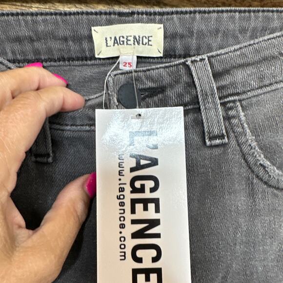 L'Agence High Rise Straight Leg Ankle Length Distressed Jeans Size 25 NWT - Picture 3 of 3
